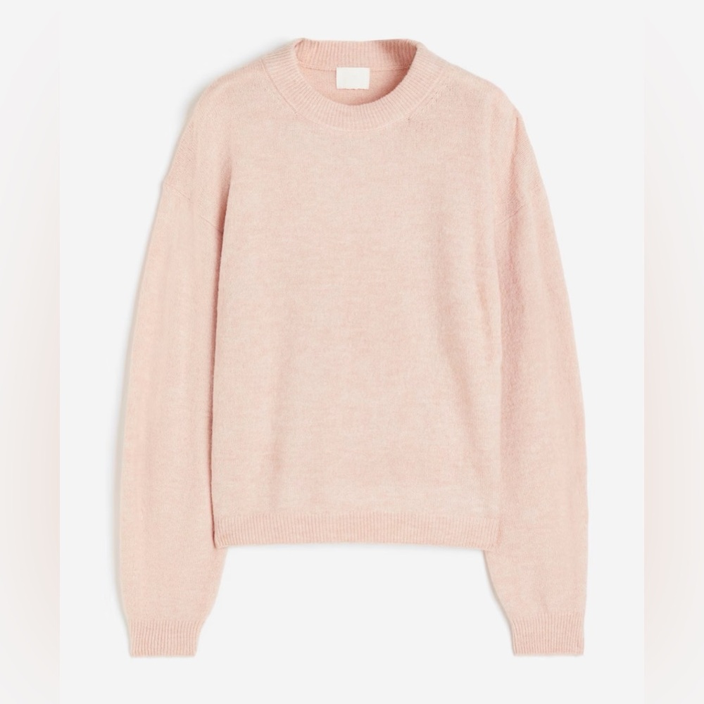 H&M. Light Pink Melange Fuzzy Crewneck Sweater. Size Small.